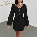 black crochet mini dress