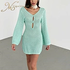 mint green crochet mini dress